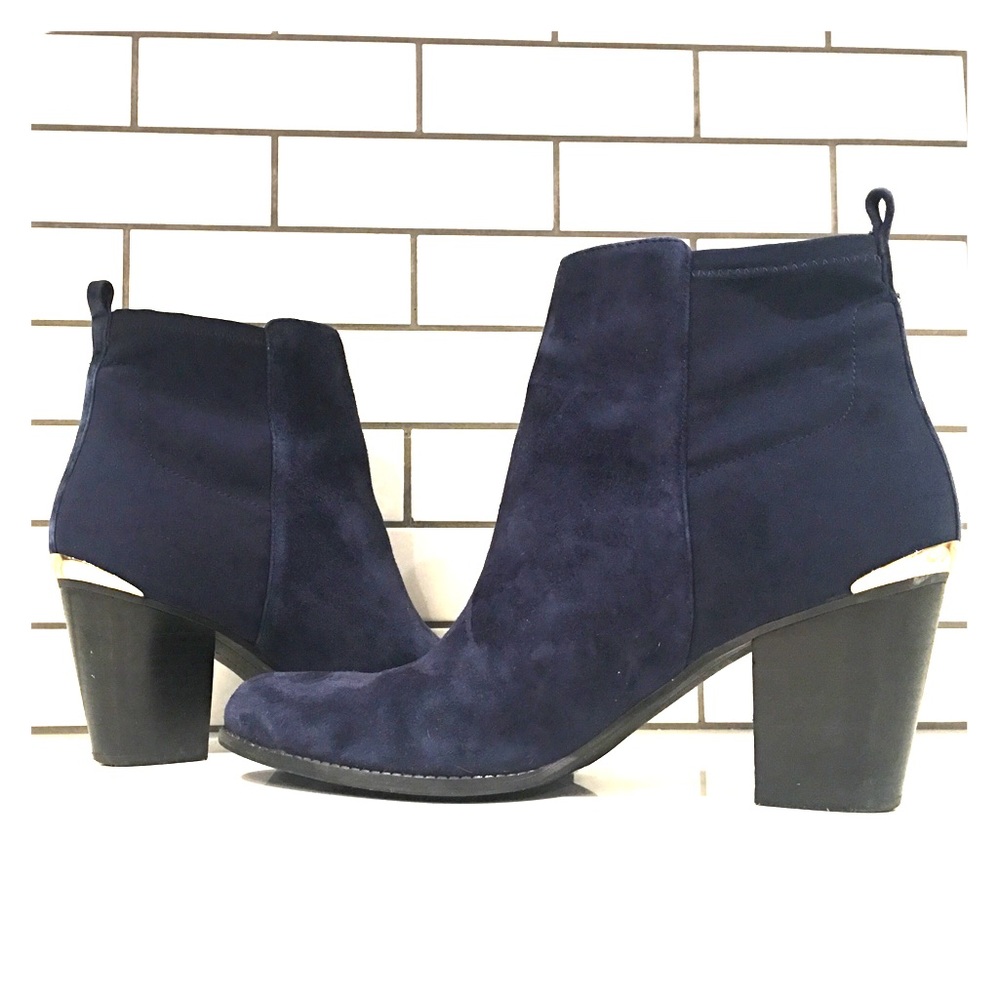 Navy Suede Ankle Stretch Booties